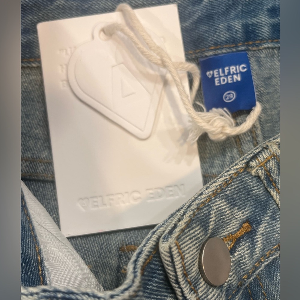 Aelfric Eden Distressed Lace Patchwork Baggy Wide Leg Jeans Size 29 NWT - Picture 14 of 15
